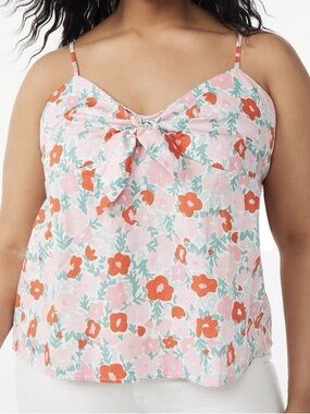 Free Assembly Floral Tie-Front Cami Tank Top size XL